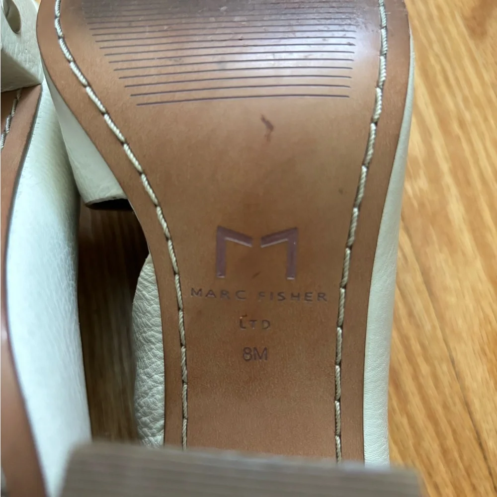 Marc Fisher White and Brown Peep-Toe Heels - Picture 4 of 4